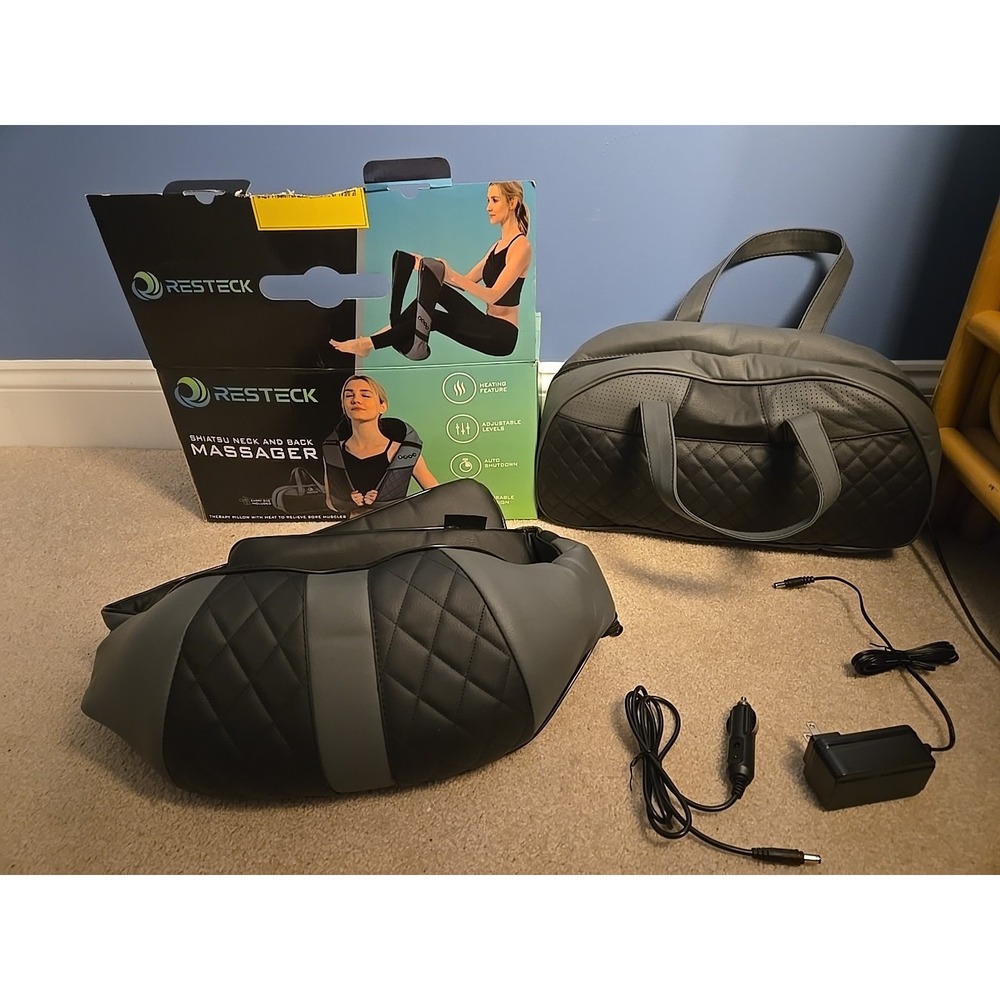 Resteck Shiatsu Massager for Neck and Back with Heat Adjustable Levels With Case